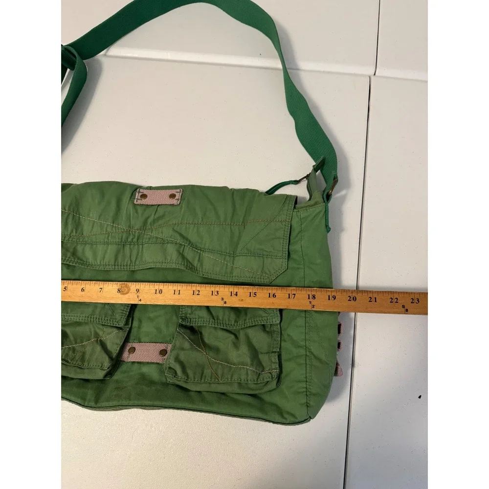 Old Navy Green Canvas Messenger Bag Y2K Utility Crossbody Cargo School Bag ss